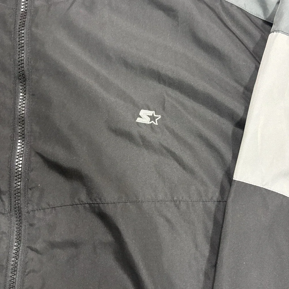 Starter Windbreaker Jacket Men's 2XL Black Full Zip Track Y2K